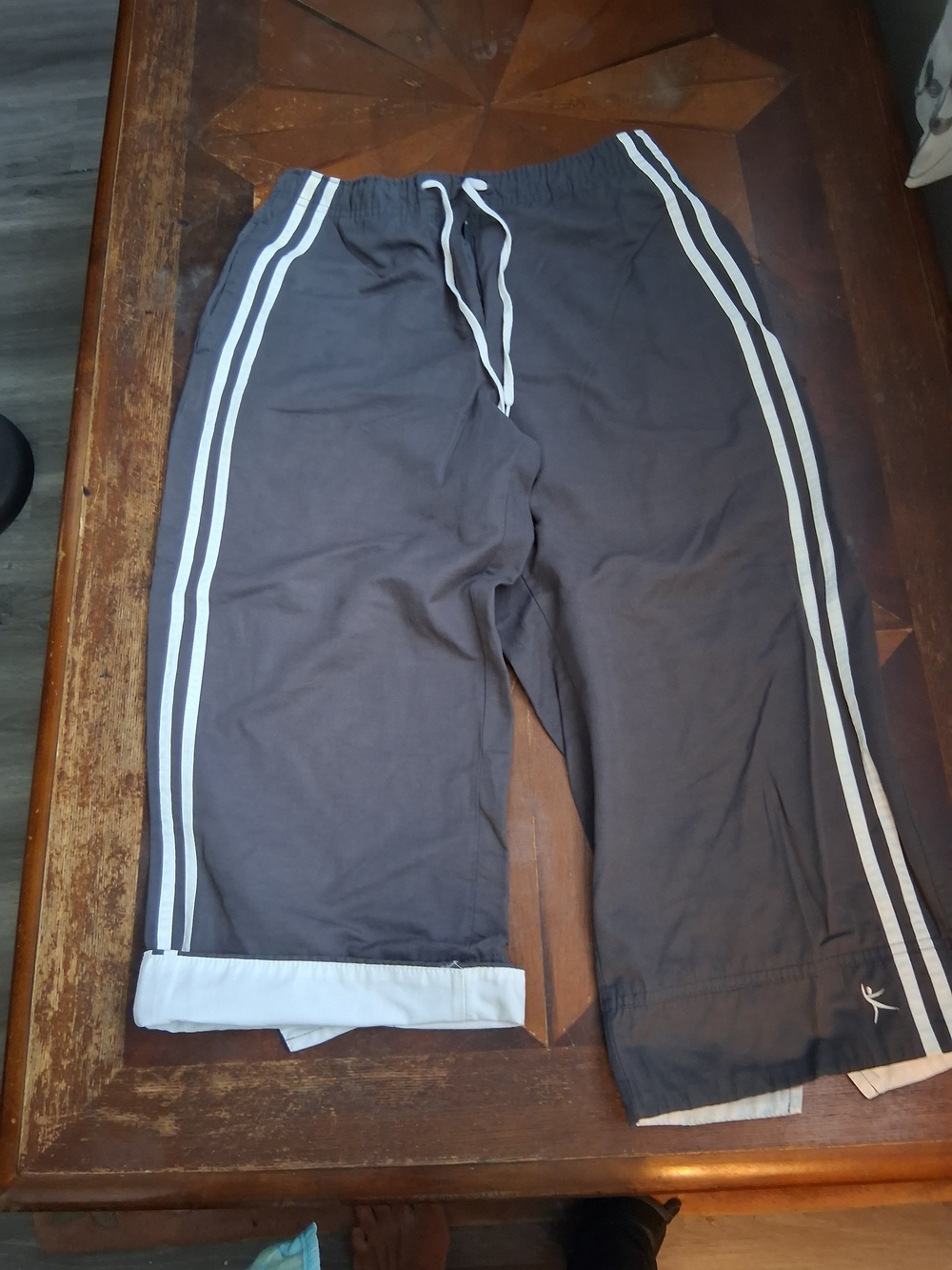Danskin Now Charcoal Gray Athletic Bermuda Shorts with White Stripes